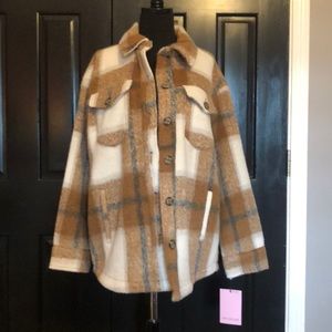 Plaid Print Flannel Shacket Jacket - Button down - size medium